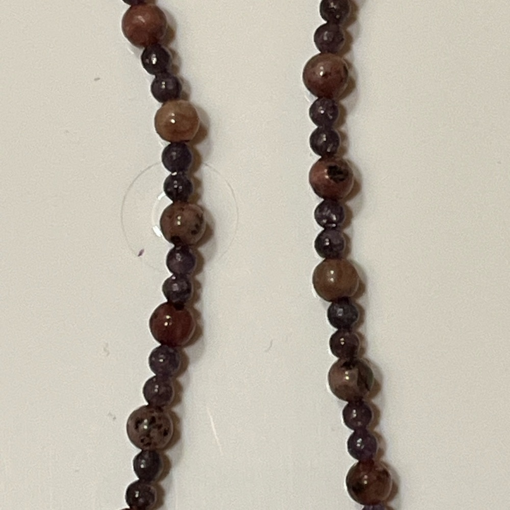 Boho Sterling Clasp Purple Stone Necklace 18” length - Picture 2 of 7